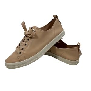 Calvin Klein Women's Leather Sneakers Beige Nude Lace Up Size 8.5